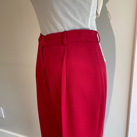 Red TailoredWide Leg High Waist Drape Slacks Pants - Picture 2 of 6